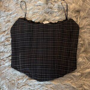 plaid strapless corset top